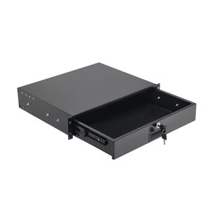 Cassetto scorrevole bloccabile da 2U per montaggio su rack, portata massima 50 libbre, per gestione cavi dati, compatibile con armadi server 1U, con serratura. - Product Image 1