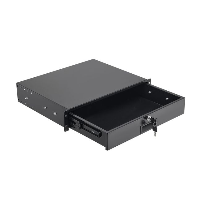 50 Lbs Max Load Bearing Lockable 2U Rack Mount Drawer for Data Cable Management 1U Size Server Cabinet Case Sliding Drawer Lock