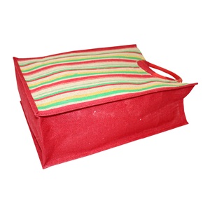 ถุงผ้าปอกระเจา PP เคลือบลามิเนตที่จับเชือกทรงกลมลายแถบหลายสี - Product Image 3