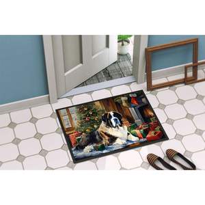 Saint Bernard Paillasson de Noël douillet, antidérapant, lavable, à poils bas, 24h x 36w, tapis d'entrée intérieur et extérieur pour porte d'entrée - Product Image 4