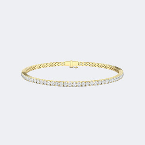 3.276CTW Lab Grown Round Brilliant Cut Prong-<b>Set</b> <b>Gold</b> Plated 9k Women's Luxury Tennis Bracelet - Product Image 1
