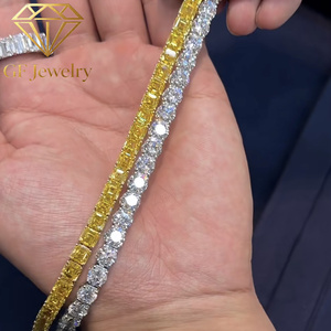 Pulsera de tenis de oro amarillo de 14 quilates con diamantes amarillos de laboratorio talla Asscher - Product Image 6