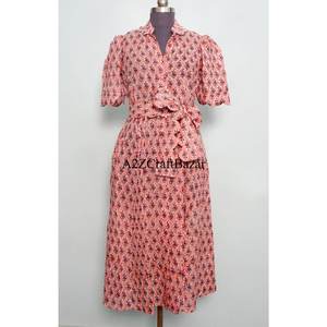 Vestido largo de algodón indio estampado a mano, vestido largo de boda india, ropa de verano para niña, vestido 100% algodón - Product Image 1