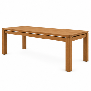 Table à manger rectangulaire contemporaine en teck massif, écologique, avec plateau fendu et pieds carrés, 10 places - Product Image 3