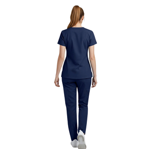 Ensemble de blouses médicales unisexes à manches courtes, col en V, pantalon cargo, uniforme d'infirmière, vêtements de travail pour hôpital, soins de santé, médecin, taille XXS, en spandex - Product Image 4