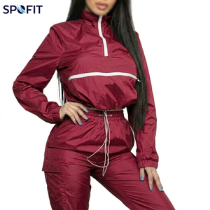 SPOFIT Women's Blue Sporty Tracksuit Full Sleeve Half-<b>Zip</b> Drawstring Pants Quick Dry Lightweight Spring Wear - Product Image 4