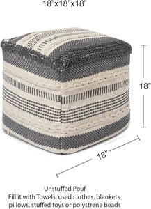 Poufs carrés bohèmes en coton faits à la main, directement de l'usine, housses de poufs, coussins de sol, poufs tissés, console avec incrustations en os - Product Image 5