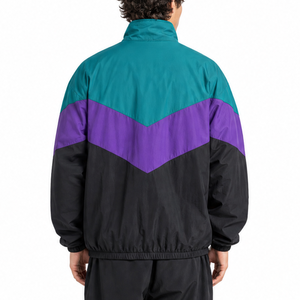 Hot selling <b>Men's</b> Retro Chevron <b>Windbreaker</b> Jacket Lightweight Zip Up Outdoor Athletic Wear Teal Purple <b>Black</b> Block jacket - Product Image 4