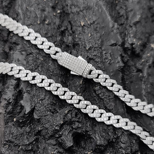 Cadena cubana de plata 925 con diamantes cultivados en laboratorio, cadena Curb Iced Out, collar de lujo estilo Hip Hop, joyería llamativa con diamantes certificados - Product Image 4