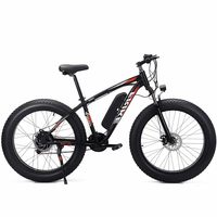 Vélo de montagne électrique à pneus larges en acier de 26 pouces, 21 vitesses, frein à disque double sans balais, fourche à suspension étanche, 48V, de Source Factory