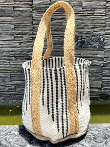 Sac fourre-tout bohème écologique tendance 2026 en coton biologique et jute multicolore réutilisable pour voyage, plage et shopping avec bandoulière - Product Image 4