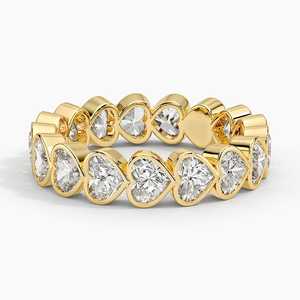 Anillo de eternidad completo con diamante cultivado en laboratorio con corte en forma de corazón, oro amarillo macizo de 14 quilates, anillo de boda apilable para regalo de aniversario - Product Image 1