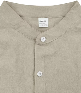 2026 Summer Vacation Style Men's Khaki 100% Cotton Satin Short Sleeve Shirt Long Pants Shorts Set Casual Beach 2pcs Quick Dry - Product Image 3