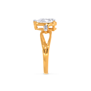 18K Yellow Gold Solitaire Ring Elegant Pear <b>Shape</b> Diamond Look Solitaire Ring with <b>Twisted</b> Gold Band for Women Bridal Jewelry - Product Image 4