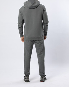 Sweat-shirt à capuche gris pour homme, entièrement zippé, éco-responsable, couleur unie, décontracté, avec poche, manches raglan, coupe classique, pour l'automne - Product Image 3