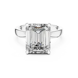 Bague Art Déco en diamant de laboratoire taille émeraude 2 carats, sertie à quatre griffes, tige conique, coupe étagée, solitaire, bijoux en or sur mesure - Product Image 1