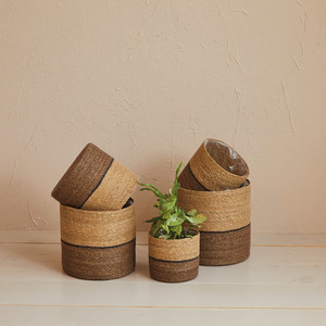 Paniers de rangement en jonc de mer tressé écologiques Sisu Handicraft avec poignée, taille mini, design multifonction, lot de 5 - Product Image 1