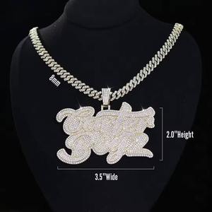 Custom Graffiti <b>Name</b> Pendant Iced Out VVS Moissanite Diamond Cuban <b>Chain</b> Necklace Hip Hop Jewelry Men - Product Image 4