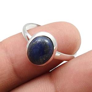 Beautiful Oval Shaped <b>Lapis</b> <b>Lazuli</b> Gemstone <b>Ring</b> In 925 Sterling Silver IGI Certified Bezel Set Gemstone Bohemian Jewelry - Product Image 3