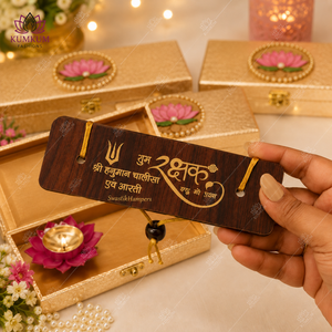 Best Selling Premium Gold Finish Luxury Handmade <b>Festive</b> Favors Return <b>Gift</b> Box Set Lotus Tealight Shubh Labh Diwali Wedding - Product Image 4