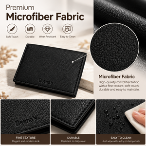 Unisex Minimalist Bifold <b>Wallet</b> Microfiber <b>Fabric</b> Slim Large Capacity Card Holder Vintage Business Fashion Gift Case - Product Image 4