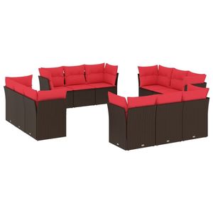 Juego de Sofás de Patio de 12 Piezas en Poliratán Marrón con Cojines, Elegante Colección de Muebles para Exteriores - Product Image 2