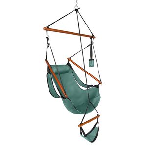 Sedia Sospesa da Giardino/Spalla Mare con Capacità 100kg, in Tessuto Oxford, Portabicchieri, Palo in Legno Perforato Verde per Uso in Giardino/Spalla Mare - Product Image 1