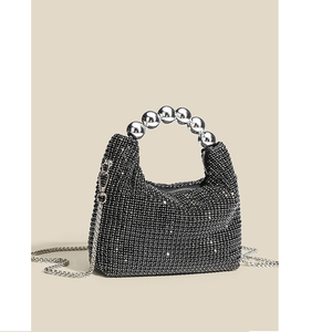 Bolso de mano con cuentas, adornado con pedrería, bolso de hombro moderno y versátil para mujer, bolso cruzado, bolso de noche. - Product Image 1