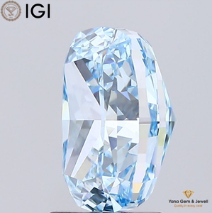 Diamant CVD cultivé en laboratoire certifié IGI, couleur bleu vif fantaisie, clarté VVS2, taille carrée coussin, 3,00 carats, pour bague de luxe - Product Image 3