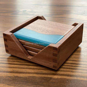 Posavasos Redondos de Madera Hechos a Mano, Ecológicos, de Lujo, con Color Personalizado, Resina Epoxi, Venta al por Mayor, Alfombrillas, Tamaños Personalizados, India - Product Image 1