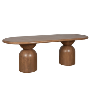 Modern Minimalist <b>Oval</b> GFRC <b>Dining</b> <b>Table</b> with Dual Pedestal Legs Stable Structure Durable <b>for</b> Hotel/Workshop Use - Product Image 2