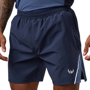 Pantalones Cortos Deportivos para Hombre, Color Azul Marino, con Abertura Lateral, Cintura Elástica con Cordón, para Gimnasio, Entrenamiento, Running, Ropa Deportiva Ligera - Product Image 1