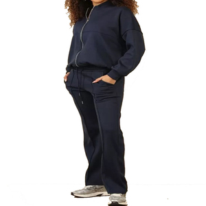 Ensemble de survêtement décontracté deux pièces pour femme, grande taille, haute qualité, élégant, à capuche, 100 % coton respirant, vente en gros - Product Image 4