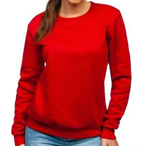 Sweat-shirt léger en molleton à manches longues pour femme, en coton biologique, écologique, rouge, pour l'hiver, à prix abordable - Product Image 4