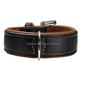 Colla de perro sólida de cuero Premium negro marrón tostado para mascotas de todos los tamaños accesorios para perros hechos a medida suministros para mascotas a bajo precio - Product Image 6