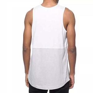Débardeur blanc sans manches pour homme, col rond, tricot uni, style décontracté avec poche, design respirant à blocs de couleur - Product Image 2
