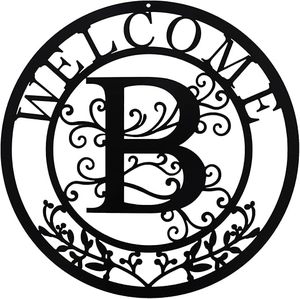 Décoration murale personnalisée avec monogramme initial B, motif floral, lettre B élégante en métal, décoration intérieure - Product Image 1