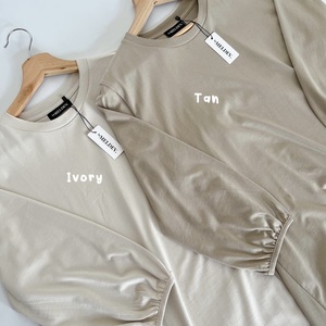 Pulls en tricot basiques pour femmes, coupe slim, 100% polyester, manches bouffantes, col rond, toutes saisons - Product Image 3