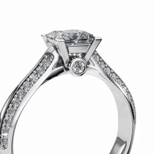 Bague en or blanc 18 carats avec diamant de laboratoire taille princesse, certifiée IGI, bague de fiançailles de luxe pour femme - Product Image 5