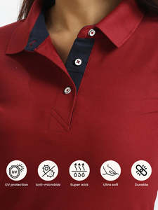Camiseta Polo de Algodón Peinado para Mujer, Duradera, al por Mayor, Lisa, con Costuras, para Uso Diario, Versátil, Cómoda y Ajustada - Product Image 3