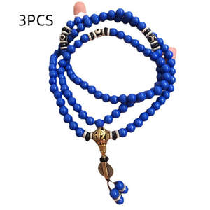 กำไลข้อมือแพลตตินั่มลาพิส ลาซูลี ประดับลูกปัดทิเบต 108 เม็ด รูปทรงพู่/ลวดลายหรูหรา ของขวัญสำหรับผู้หญิง - Product Image 3