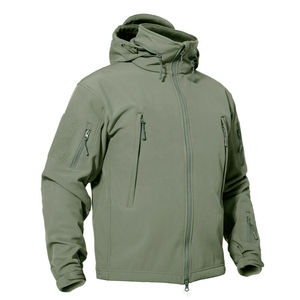 Veste cargo en coton doublée de sherpa pour homme, avec col rabattable, fermeture éclair, épaisse, pour le travail, veste d'hiver chaude pour homme - Product Image 3