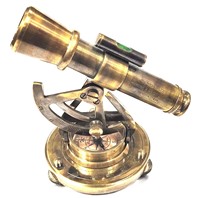 T. Jones Co. Ltd. Polished Vintage Brass Alidade Telescope with Compass Table Decor Antique Nautical Instrument Model 6 Inches
