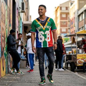 Maillot de football d'Afrique du Sud unisexe, col en V, manches courtes, polyester respirant sublimé, vêtements d'équipe pour adultes, toutes saisons - Product Image 2