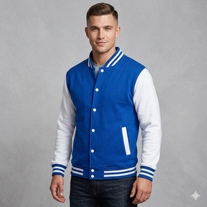 Chaqueta Varsity Formal de Primavera para Hombre, Mezcla de Lana, Diseño de Camuflaje, Impermeable, Transpirable, Cortavientos, Cierre de Cremallera Frontal - Product Image 1