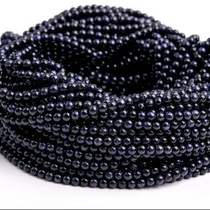 ลูกปัดหินโกลด์สโตนสีน้ำเงินสำหรับทำเครื่องประดับ สร้อยข้อมือ สร้อยคอ งานฝีมือ DIY - Product Image 1