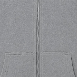 Sweat-shirt unisexe gris à capuche et fermeture éclair, coupe classique, couleur unie, en molleton tricoté, manches longues, pour l'hiver, 100% coton, avec poche - Product Image 4