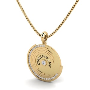 Pendentif Cercle de Vie avec Diamant Central, Argent 925, Moissanite, Alliage de Zinc, Breloque Thème, Collier Unisexe Style Classique - Product Image 3