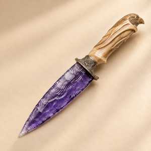Couteau rituel en cristal d'améthyste de 10 pouces avec manche orné d'un aigle, outil d'autel spirituel artisanal, décoration métaphysique - Product Image 4