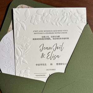 Juego de Tarjetas con Logotipo Grabado en Relieve, Papel de Algodón, Impresión Tipográfica, para Invitaciones de Boda, Corporativas, Regalos y Papelería de Marca - Product Image 1